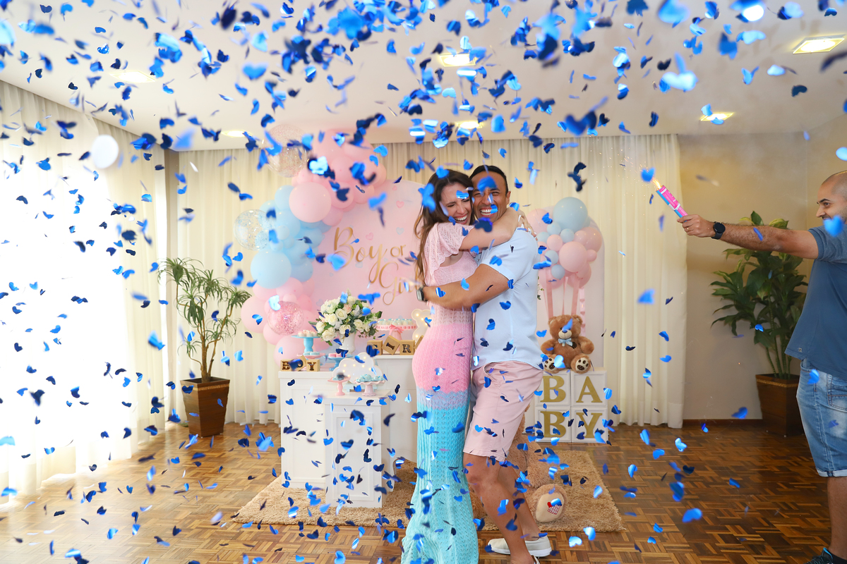 Chá de Revelação de Sexo de Bebê Fotografia Festa Evento Gestante Curitiba
