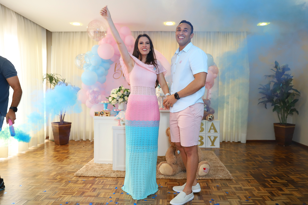 Chá de Revelação de Sexo de Bebê Fotografia Festa Evento Gestante Curitiba
