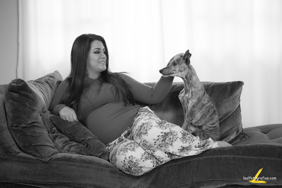 ensaio com cachorro em casa