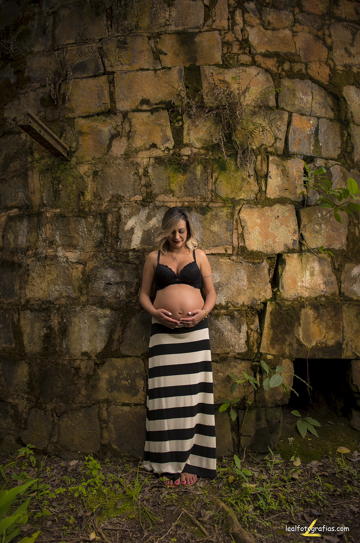 ensaio mamãe saia listrada luz natural 