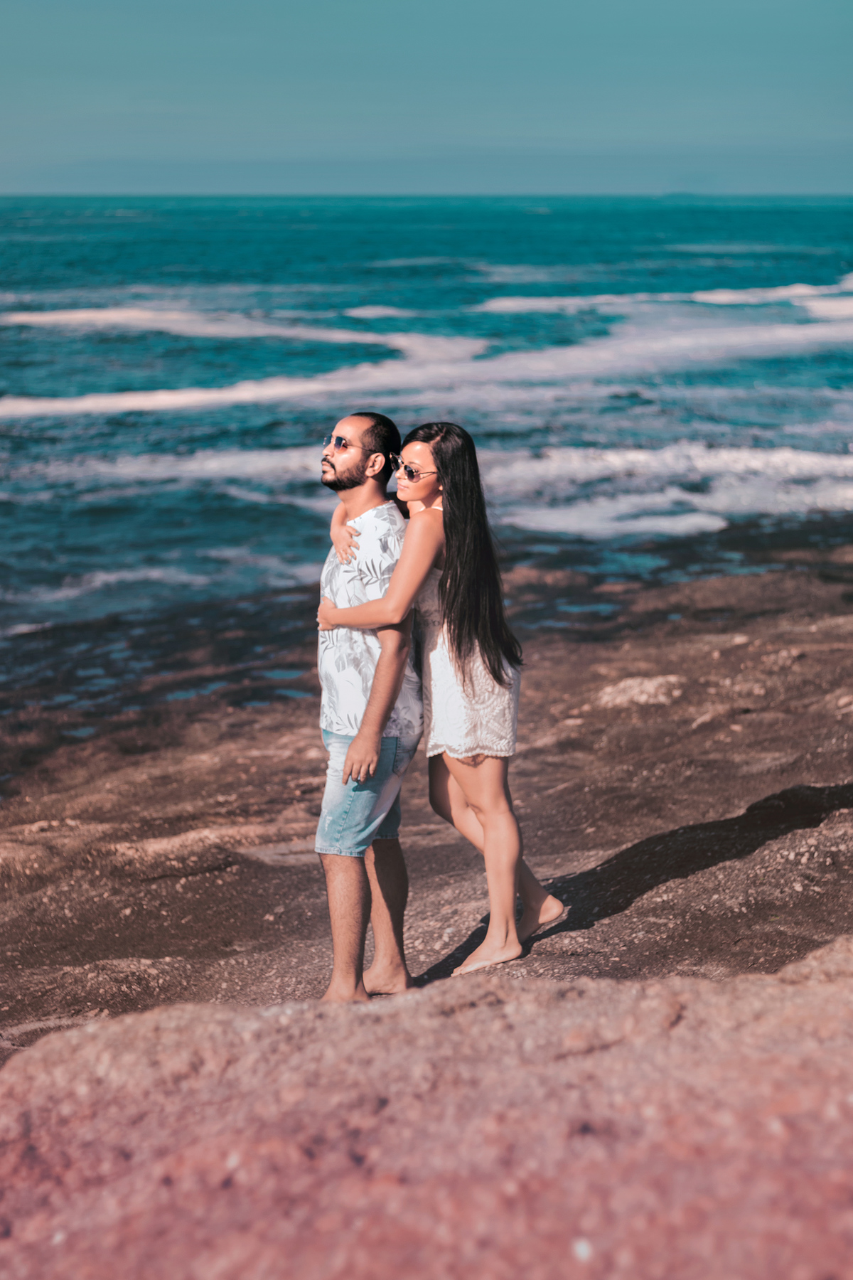 fotografia de casal na praia
