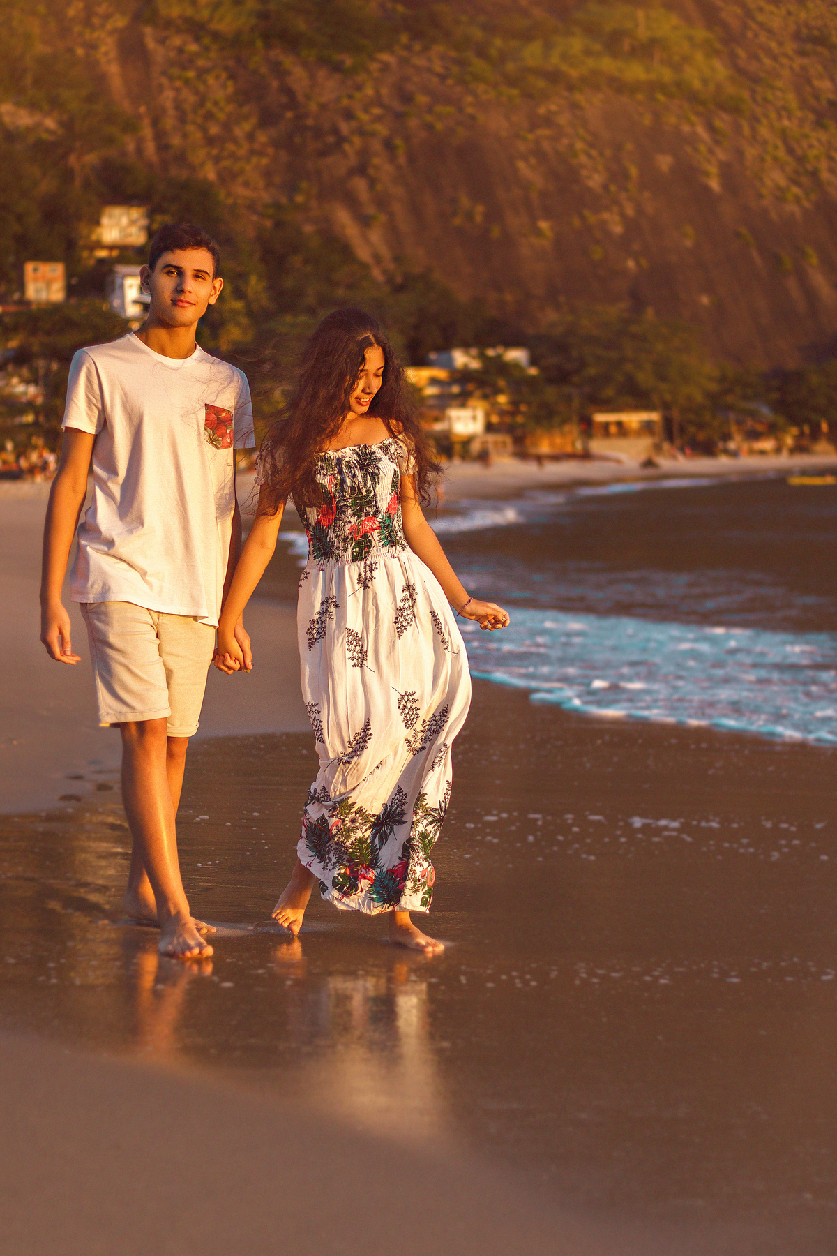 Momento de descontração no ensaio de casal