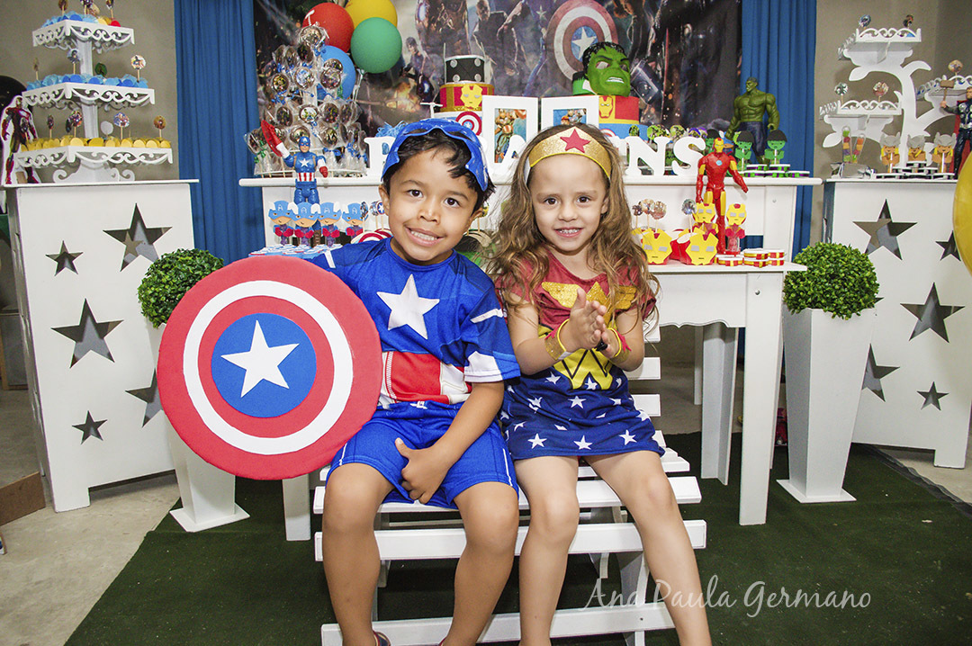 aniversário infantil - vingadores e mulher maravilha