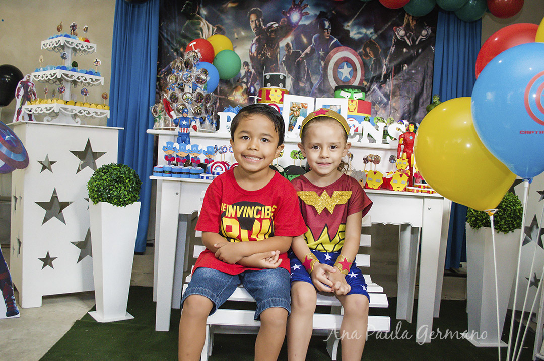 aniversário infantil - vingadores e mulher maravilha