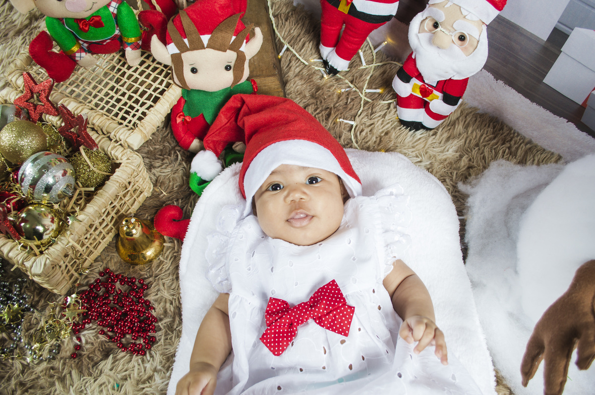 Acompanhamento infantil- bebê de 3 meses - Ensaio de Natal