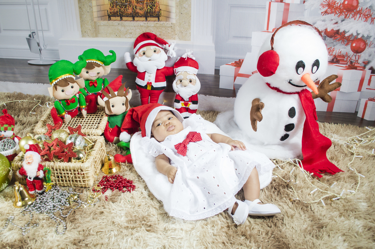 Acompanhamento infantil- bebê de 3 meses - Ensaio de Natal