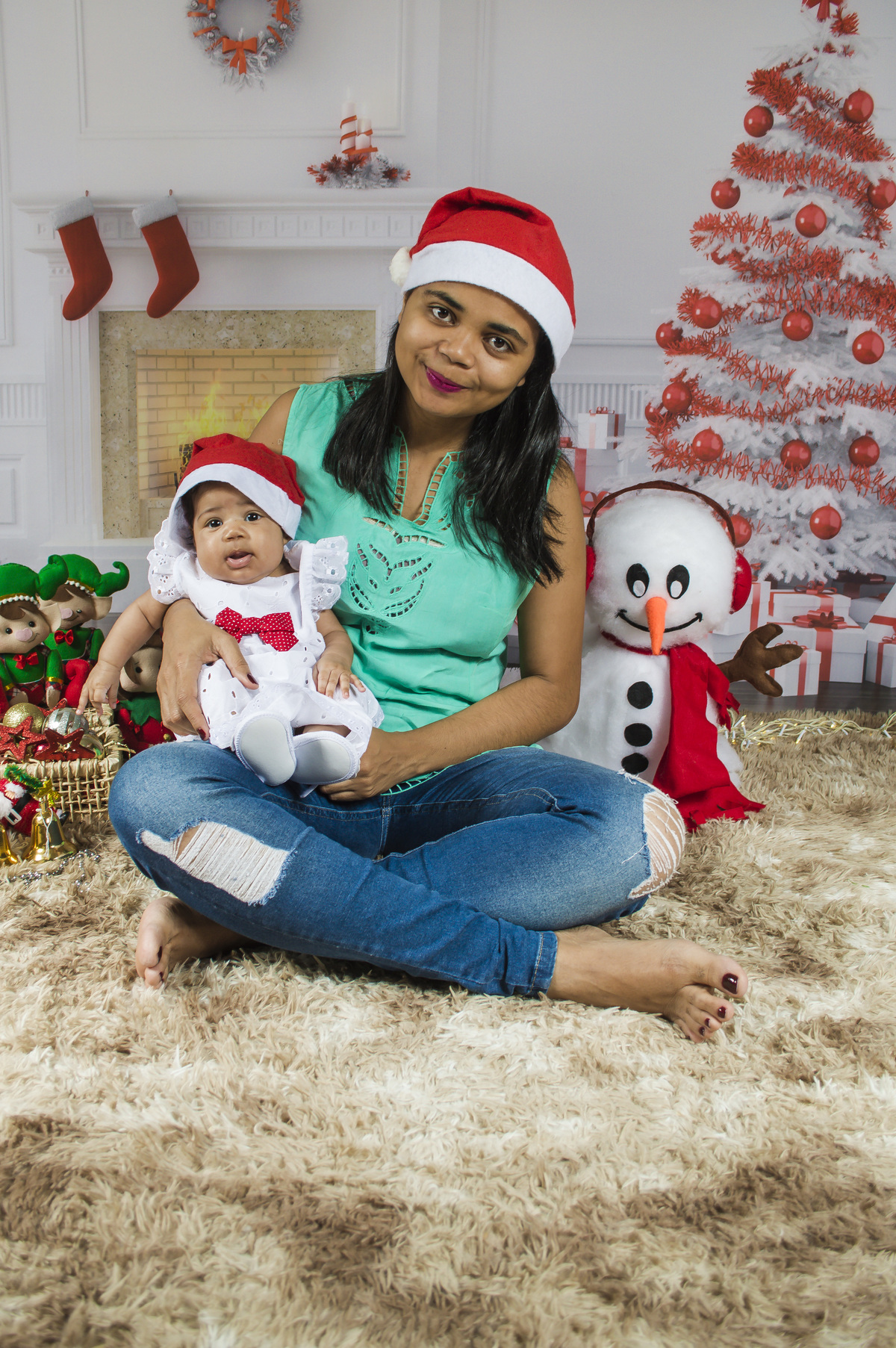 Acompanhamento infantil- bebê de 3 meses - Ensaio de Natal