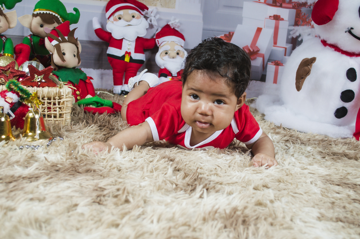 Acompanhamento infantil- bebê de 3 meses - Ensaio de Natal