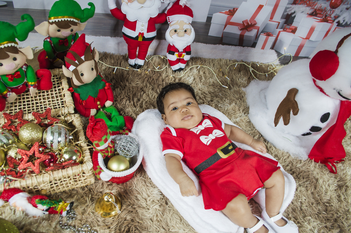 Acompanhamento infantil- bebê de 3 meses - Ensaio de Natal
