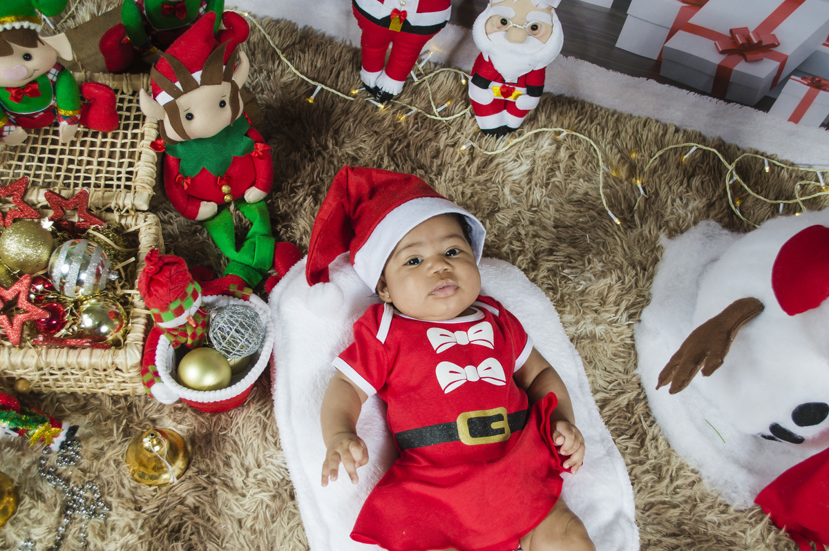 Acompanhamento infantil- bebê de 3 meses - Ensaio de Natal