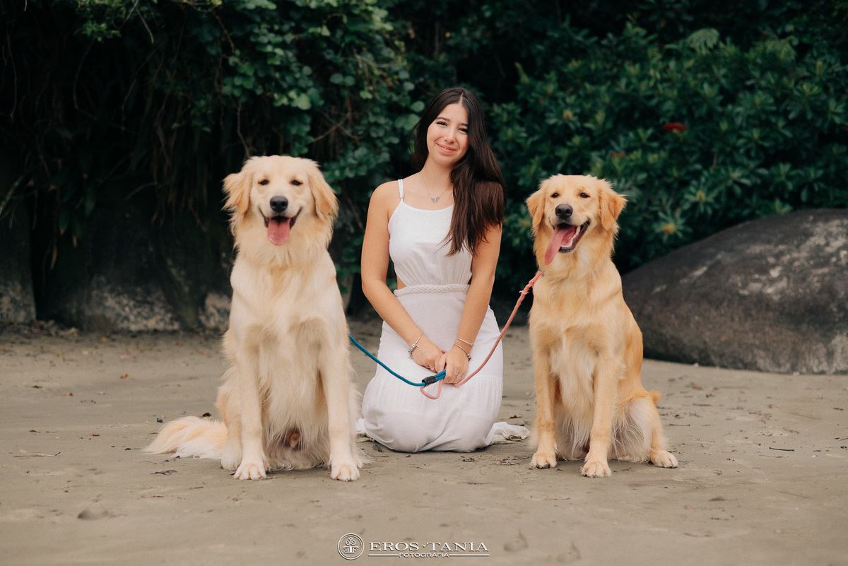 ensaio de debutante com cachorro