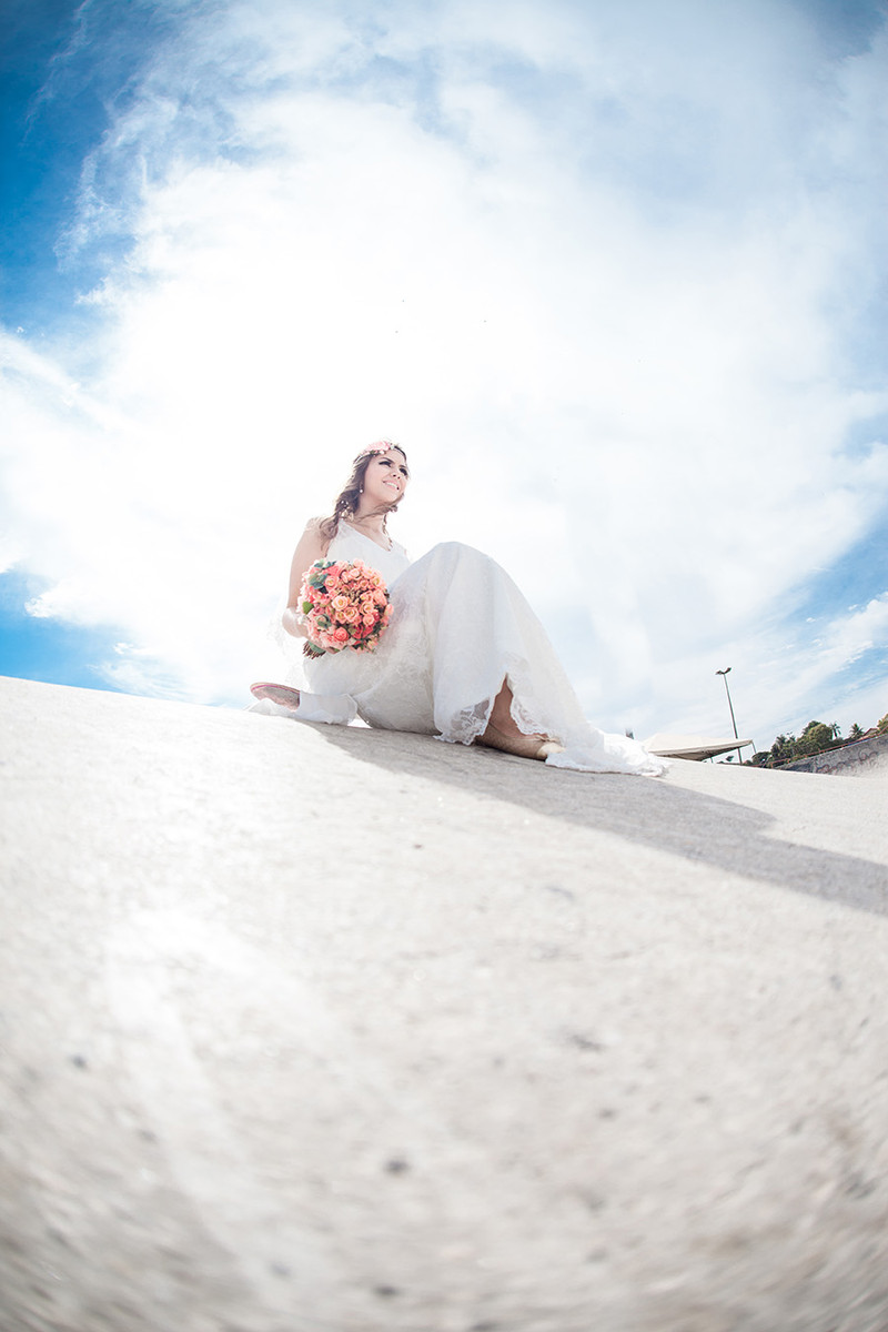 Skate, casamento, verde e amor