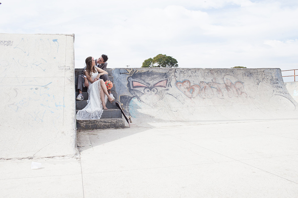 Skate, casamento, verde e amor