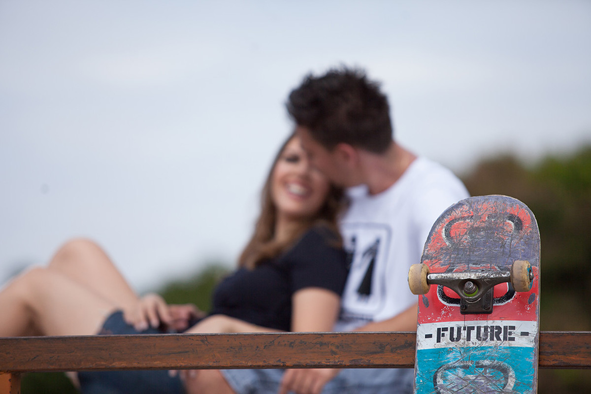 Skate, casamento, verde e amor
