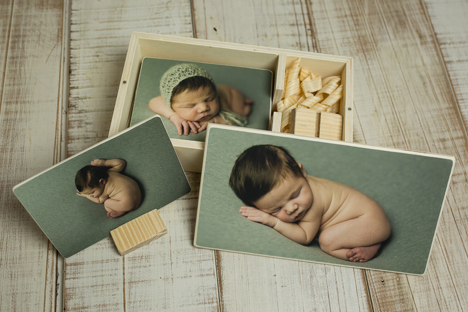 caixa la madera com fotos 