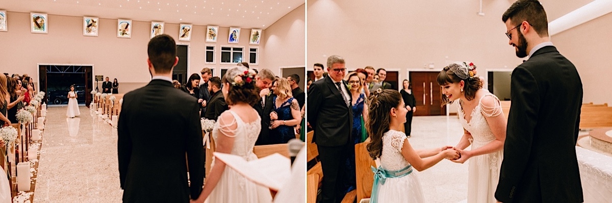 Casamento Mini Wedding no Santuário São Francisco de Assis no bairro Xaxim em Curitiba Casamento Mari e Lucas intimista linda luz vestido da noiva Madah Ateliê em Curitiba