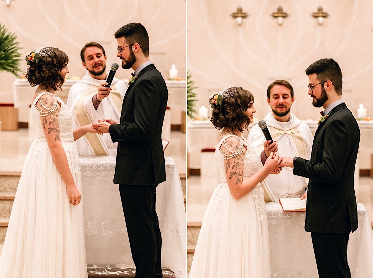 Casamento Mini Wedding no Santuário São Francisco de Assis no bairro Xaxim em Curitiba Casamento Mari e Lucas intimista linda luz vestido da noiva Madah Ateliê em Curitiba