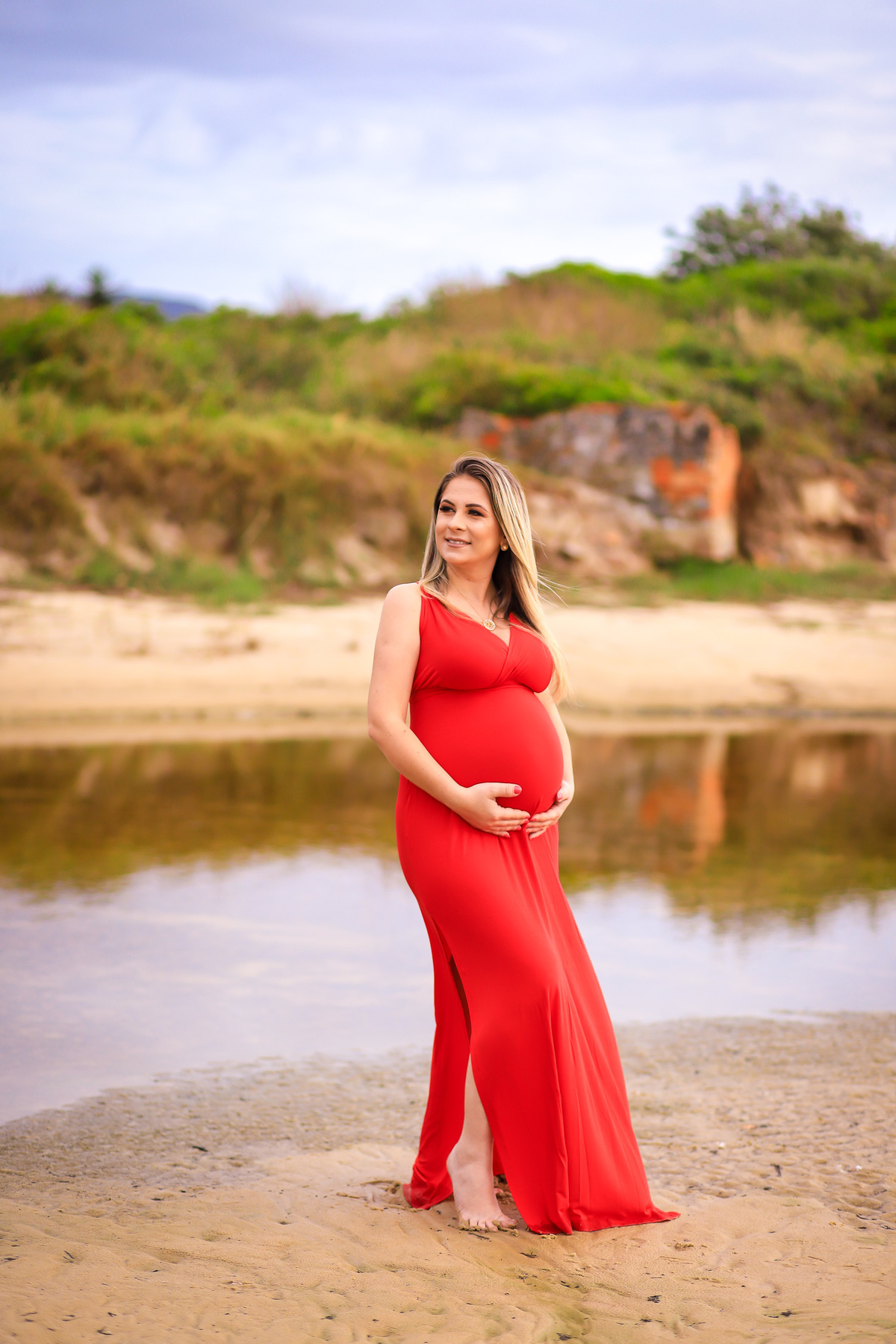 Gestante na praia do campeche, floripa