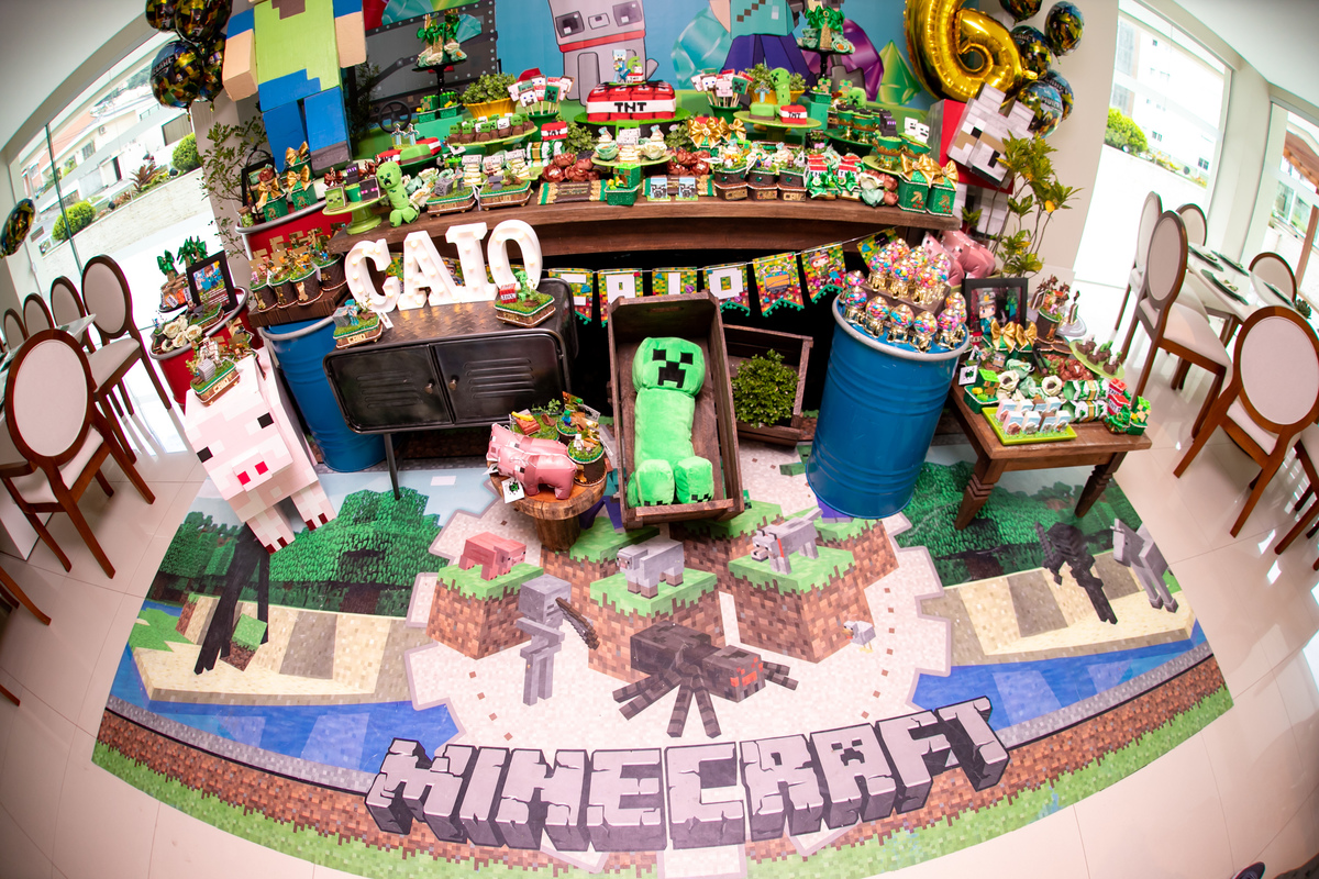 festa infantil em floripa, fotografa em floripa, casas de festas em floripa, tema minecraft, priscila rejane fotografa