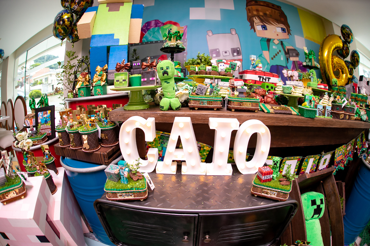 festa infantil em floripa, fotografa em floripa, casas de festas em floripa, tema minecraft, priscila rejane fotografa