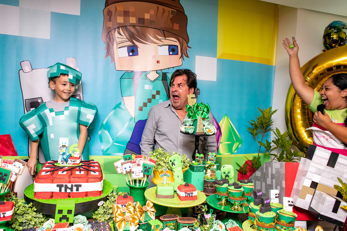 festa infantil em floripa, fotografa em floripa, casas de festas em floripa, tema minecraft, priscila rejane fotografa