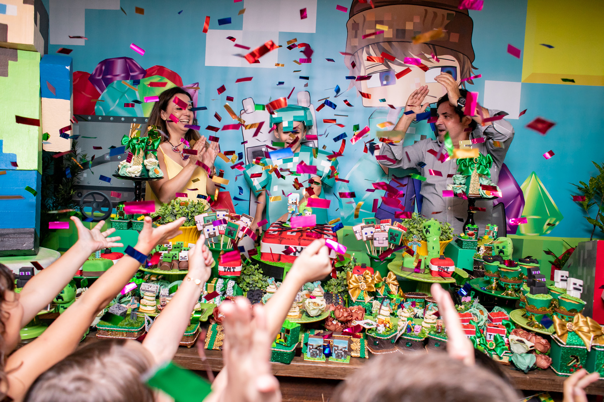 festa infantil em floripa, fotografa em floripa, casas de festas em floripa, tema minecraft, priscila rejane fotografa