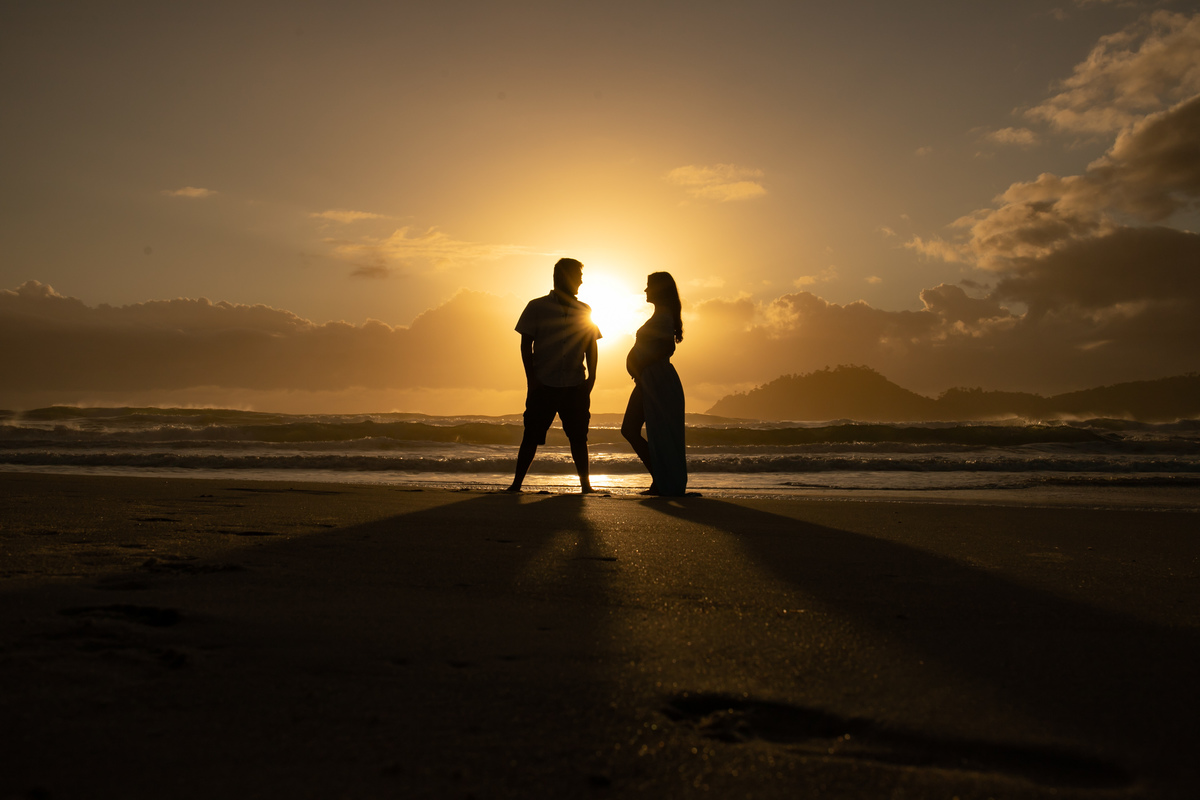 silhueta, praia do campeche, ensaio de gestante