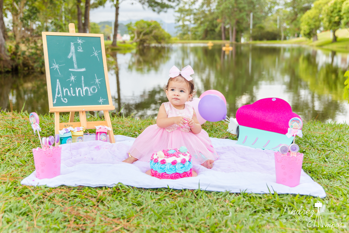 smash the cake menina