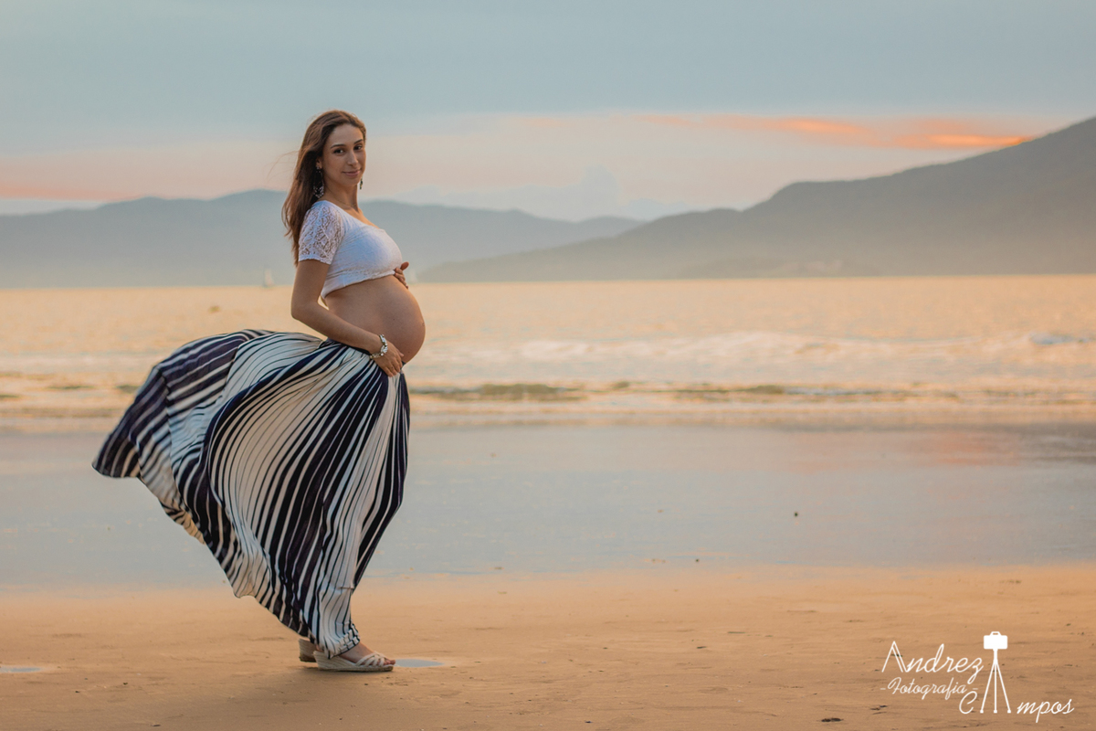 foto gestante por do sol