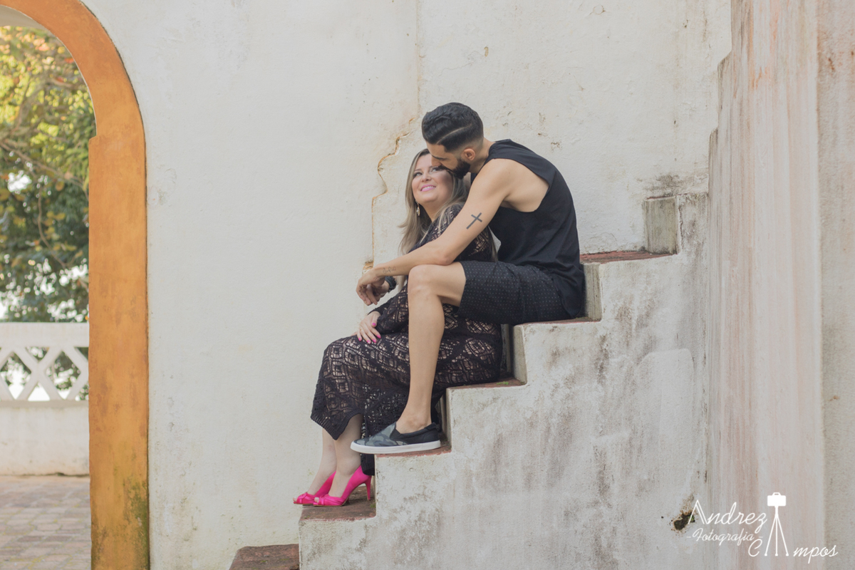 ensaio gestante escada