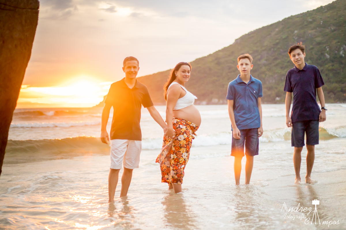 ensaio gestante familia por do sol