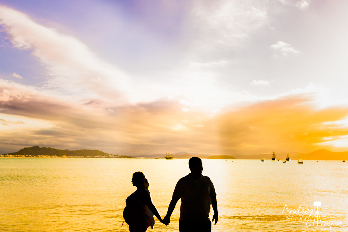 ensaio gestante por do sol floripa