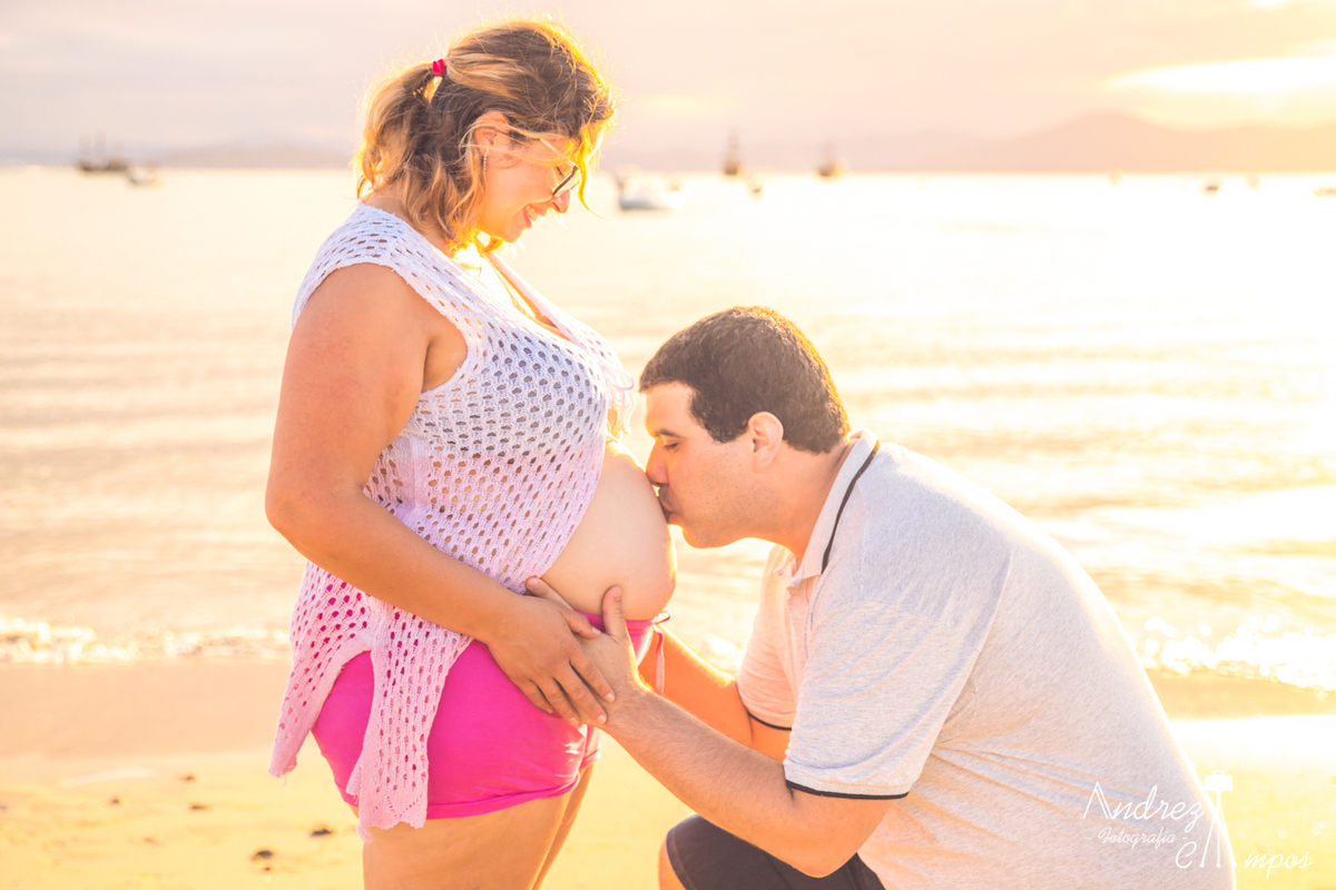 ensaio gestante nascer do sol praia floripa