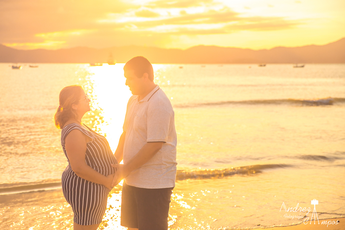 ensaio gestante por do sol floripa