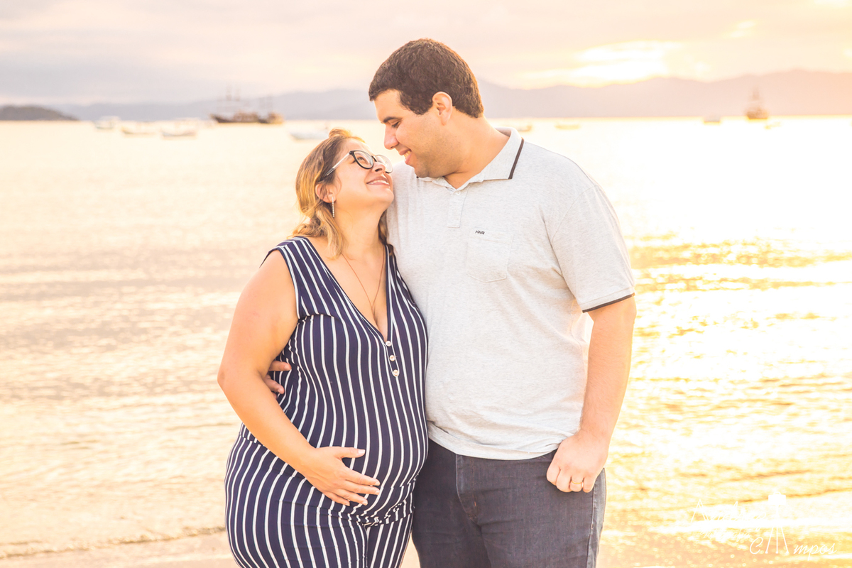 ensaio gestante por do sol floripa