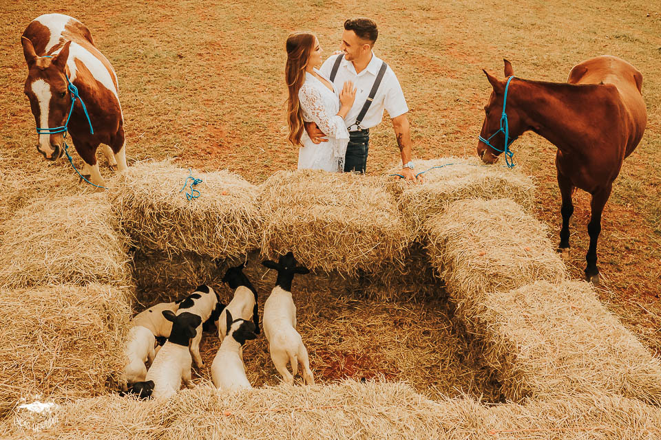 FOTOS ENSAIO PRE CASAMENTO COM CARNEIRO E CAVALO