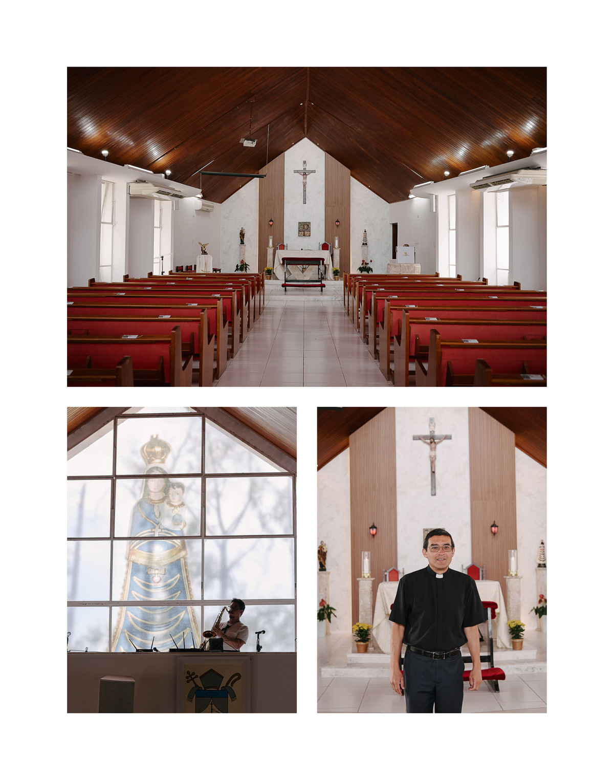 Cerimônia na Igreja Nossa Senhora de Loreto, SJC. A beleza e a atmosfera sagrada do local. Fotografia de casamento em São José dos Campos com luz e emoção.