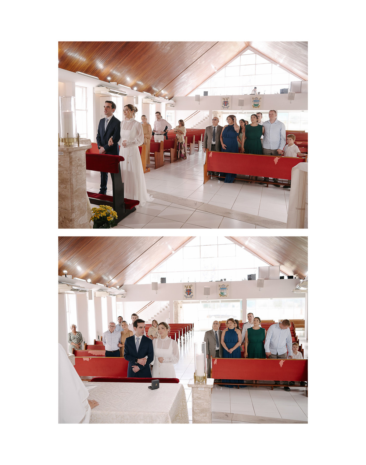 A Bênção no Altar em São José dos Campos. O momento sagrado da união. Nossa fotografia de casamento em SJC registra a fé e a esperança. Cerimônia na Nossa Senhora de Loreto.