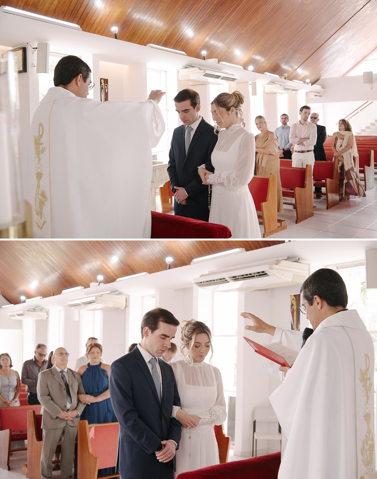 Os Primeiros Passos de Casados em SJC. O casal caminhando juntos após a cerimônia. Fotógrafo de casamento em São José dos Campos para fotos leves e documentais.