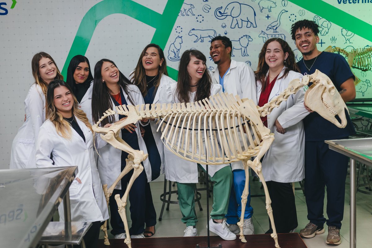 ensaio de formatura dos formandos de veterinária da universidade São Judas Campus Unimonte vestindo jaleco, pijama