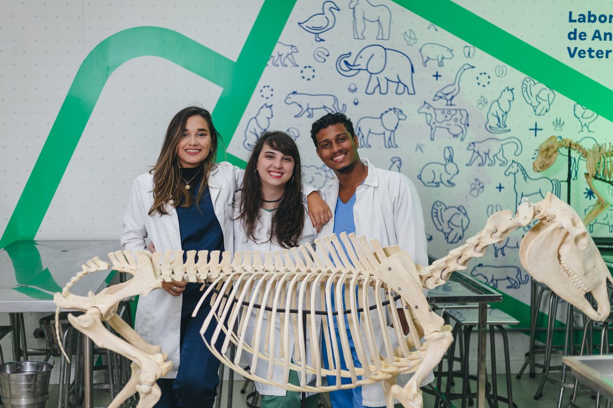 ensaio de formatura dos formandos de veterinária da universidade São Judas Campus Unimonte vestindo jaleco, pijama