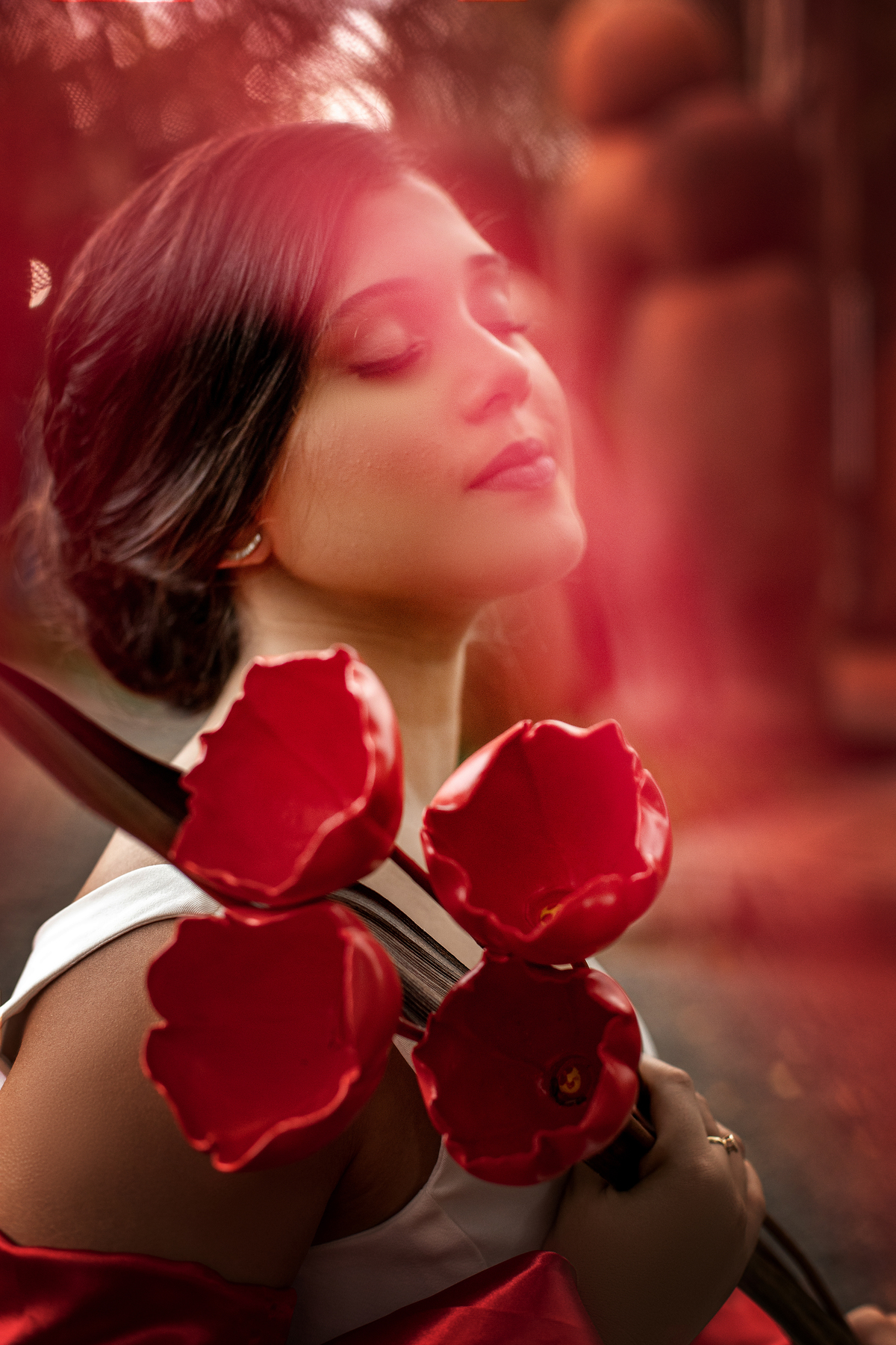 ensaio com flores vermelhas 