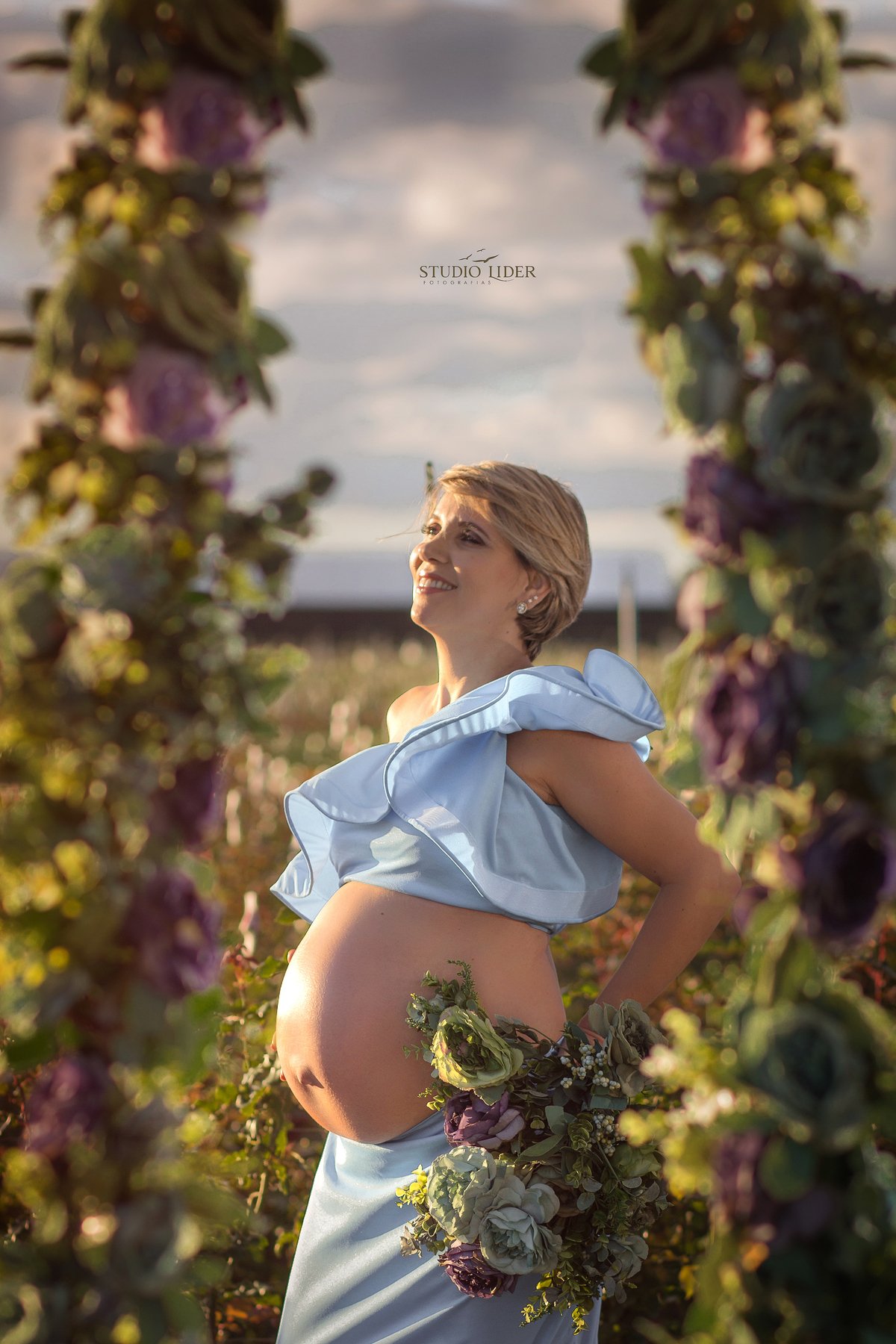 gfoto em por do sol de gestante 