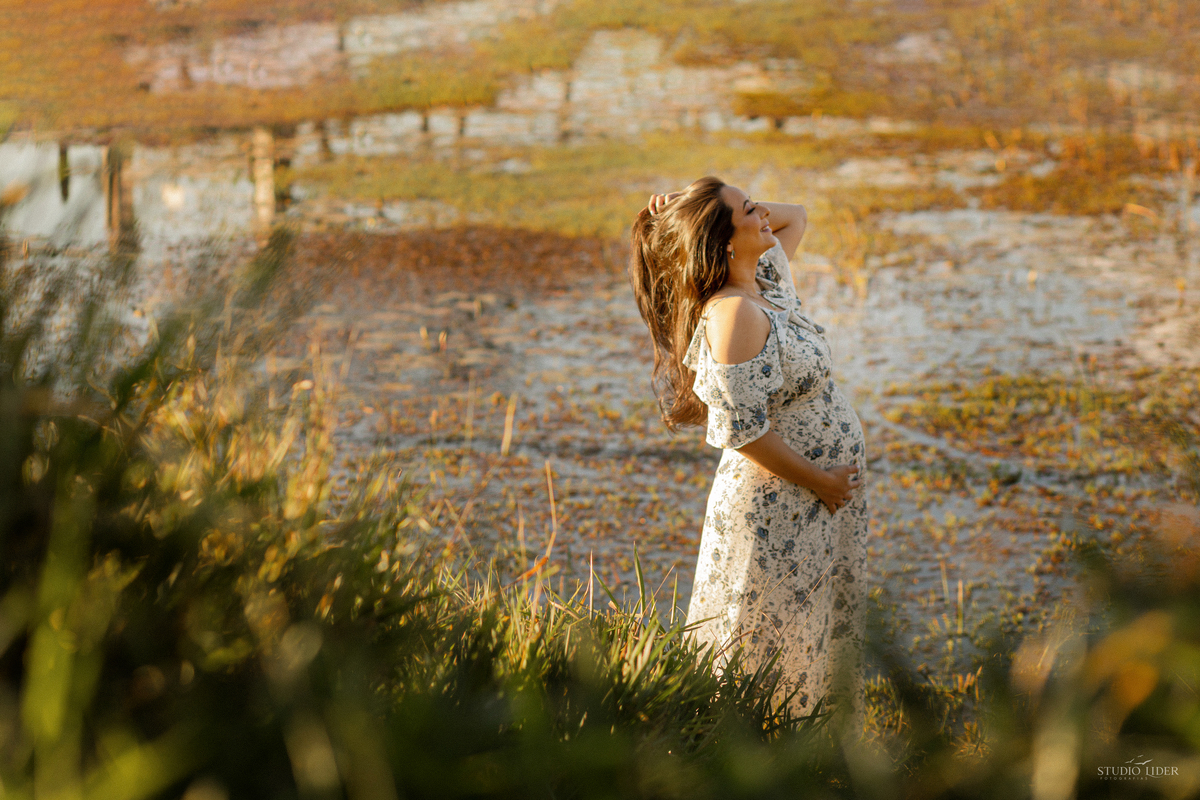 ensaio gestante no lago 