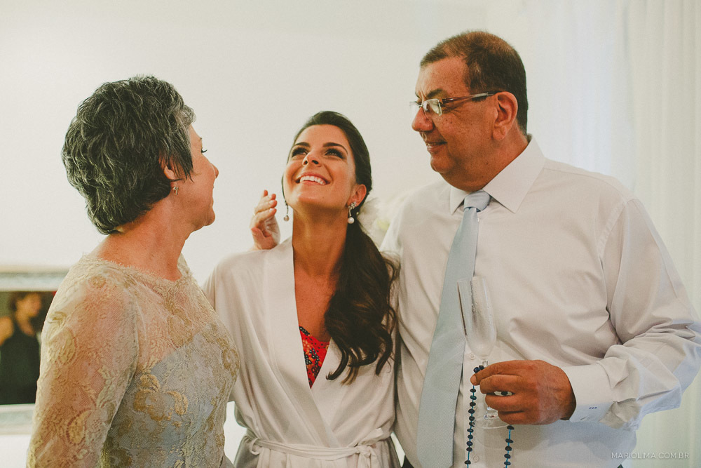 Noiva com os pais no making of