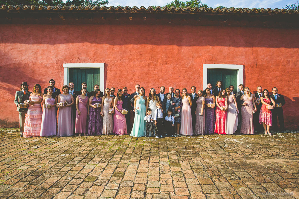 Família dos noivos em cerimônia de casamento na Fazenda das Cabras