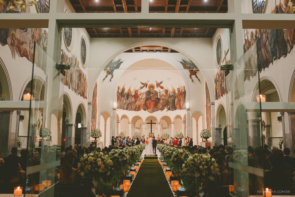 Retrato de cerimônia de casamento na Paróquia Perpétuo do Socorro 