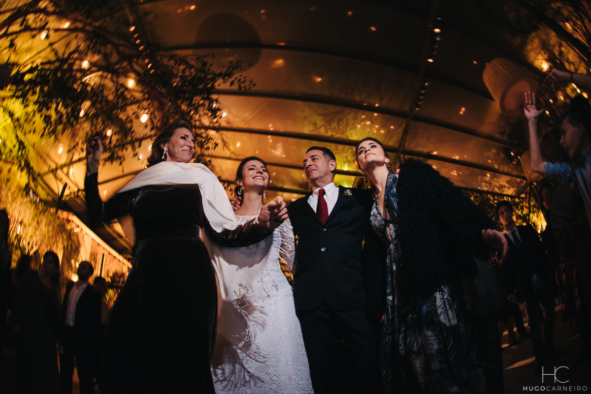 Família da noiva em casamento