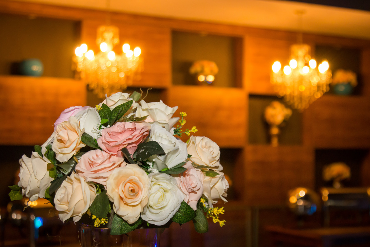 A decoração estava linda no casamento...