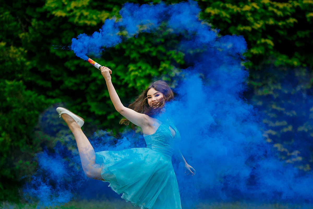 Debutante fumaça colorida